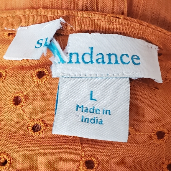 Sundance Adore Moi Dress Boho Lagenlook Maxi Mixed-Media Eyelet in Honey Size L - Picture 6 of 8